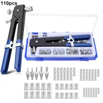 

6/86/110PCS Threaded Nut Rivet Gun M3 M4 M5 M6 M8 Insertion Rivet Tool with Rivet Kit for Household Repair high quality