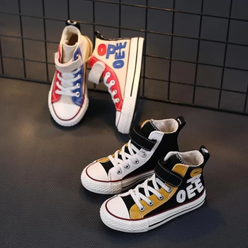 

2020 New Spring Canvas Children Boys Girls Sneakers Kids Canvas Shoes Jeans Denim Flat Boots Letters Breathable Student Shoes