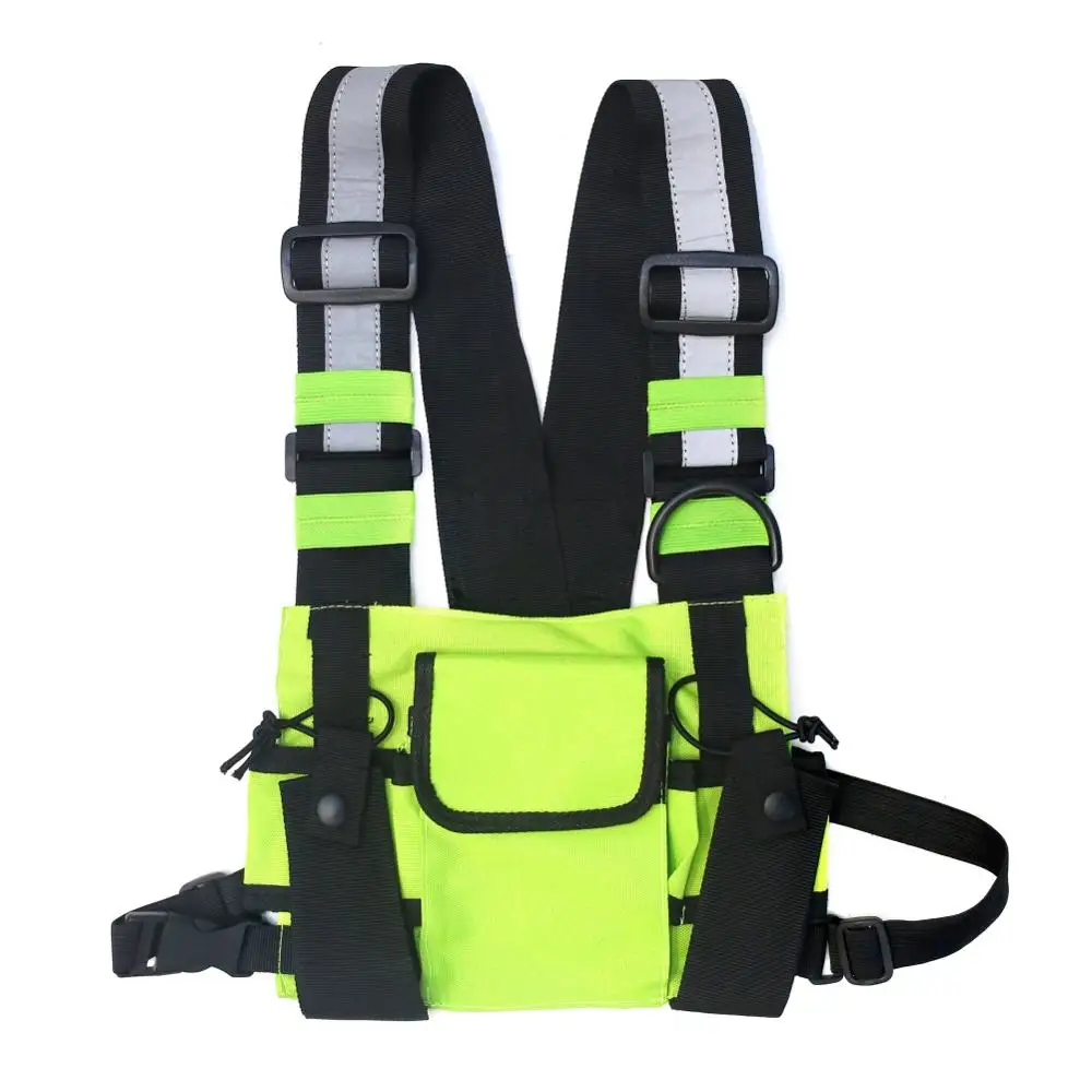 

Newest Fashion Chest Rig Bag Reflective Vest Hip Hop Streetwear Functional Harness Chest Bag Pack Front Waist Pouch Backpack