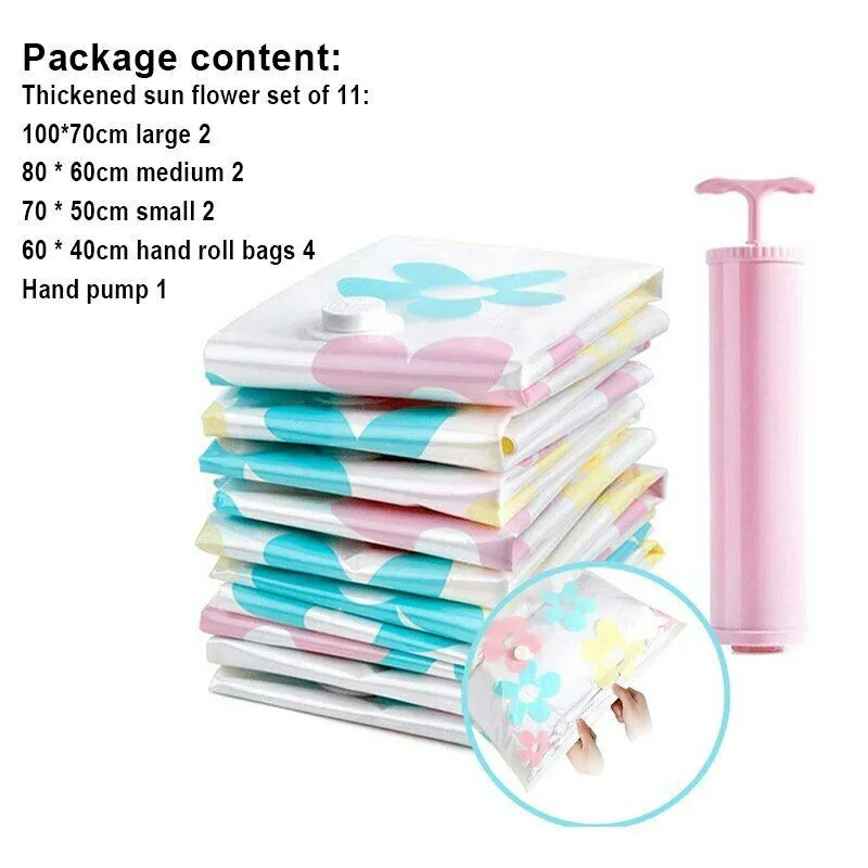 

Vogvigo 11PCS Thickened Vacuum Storage Bag for Reusable Blanket Clothes Quilt Organizer Cloth Compressed Bag with Hand Pump