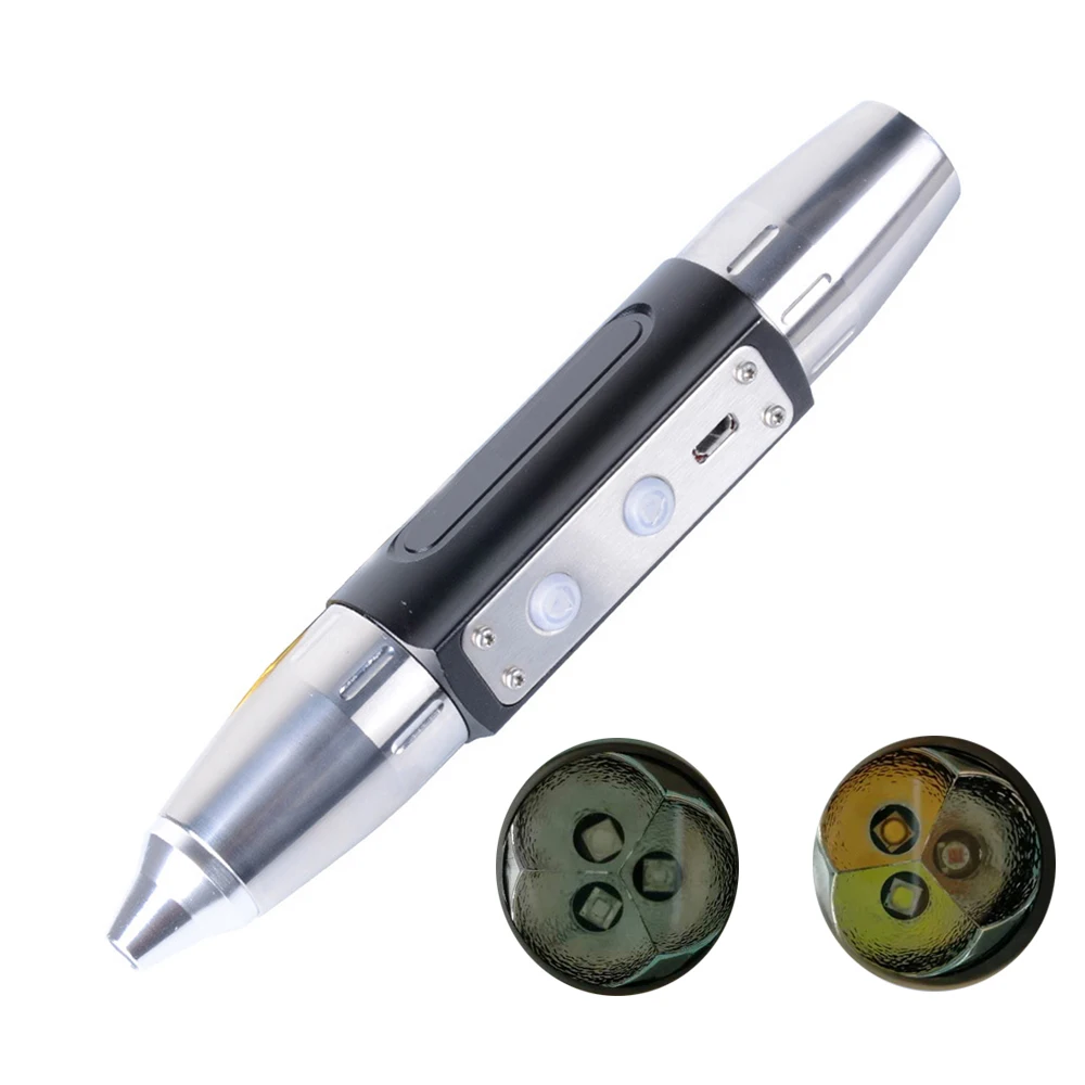 Six lights USB Rechargeable LED flashlight Identification Blue Light Jade Torch Jewelry ID Currency Passport Detection UV Lamp