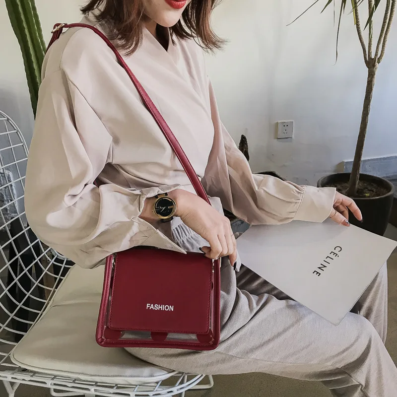 

New Arrival High Grade Sense Transparent Jelly Bag WOMEN'S Bag New Style 2019 Western Style Crossbody Bag Bag Fashion Textured