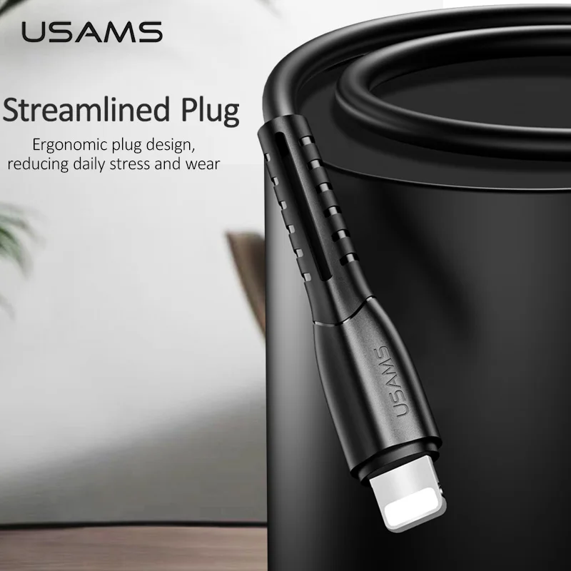 USAMS USB кабель для iPhone X XR Xs Max 2A Быстрая зарядка кабель для iPhone 8 7 6 Plus освещение передачи данных провод для iPad шнур