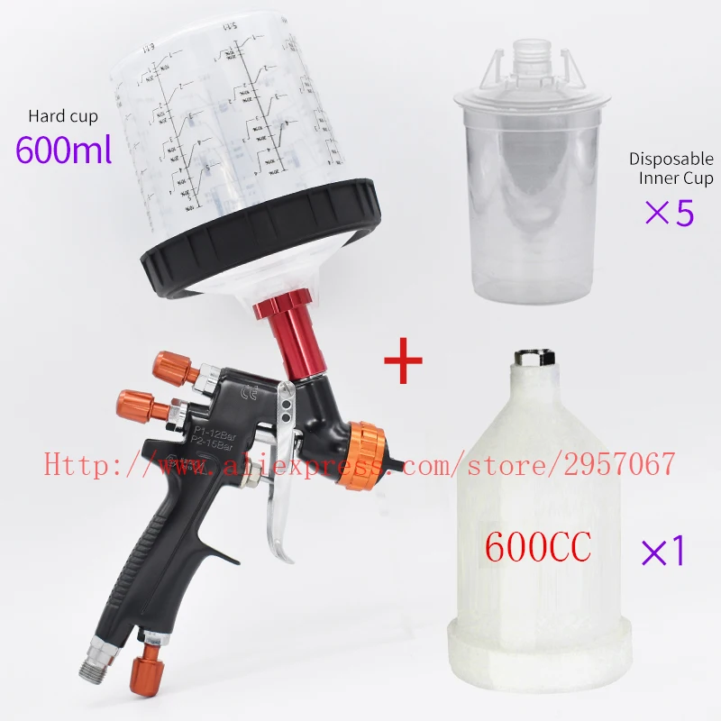 LVLP Gravity Spray gun R500 manual Paint Spray gun1.3mm Nozzle 600CC Cup  Air spray gun with Spray gun Accessories - AliExpress