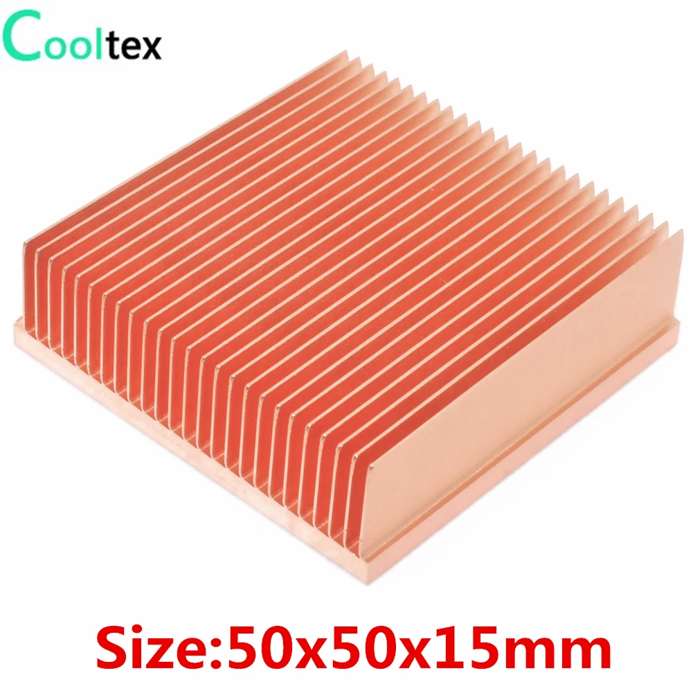Dissipador de Calor de Cobre Puro Peças 50x50x15 mm Dissipador de Calor Cooler para Chip Eletrônico ic Led Resfriamento