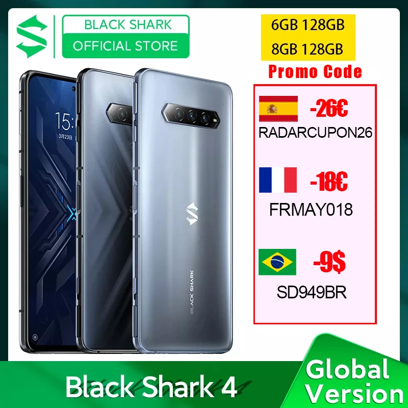 In Stock Global Version Black Shark 4 6GB/8GB Smartphone Snapdragon 870 144Hz E4 AMOLED Screen DC Dimming UFS 3.1 Blackshark