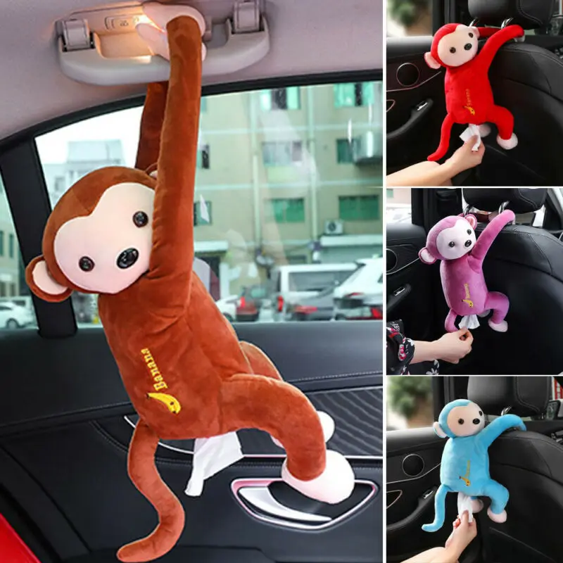 

1pc Cartoon Tissue Box Animal Monkey Car Hanging Paper Napkin Box Cover Holder Paper Organizer Tissue Boxes