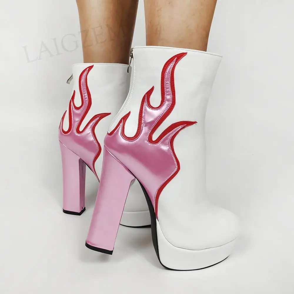 LAIGZEM/Модные женские ботильоны на платформе Короткие ботинки высоком массивном