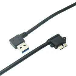 Cable USB 3,0 A macho A Micro B macho de 90 grados, negro, 0,3 M arriba, abajo, izquierda y derecha, con ángulo de 90 grados, USB3.0