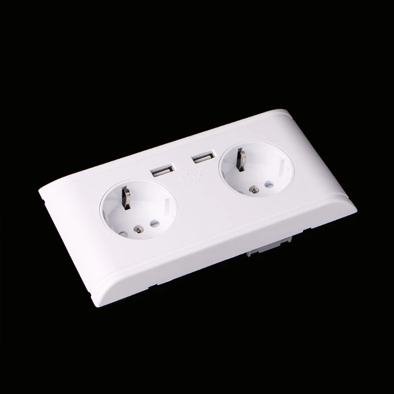 16А настенное зарядное устройство с двумя гнездами, адаптер с двумя usb-портами, штепсельная вилка европейского стандарта, панель розеток
