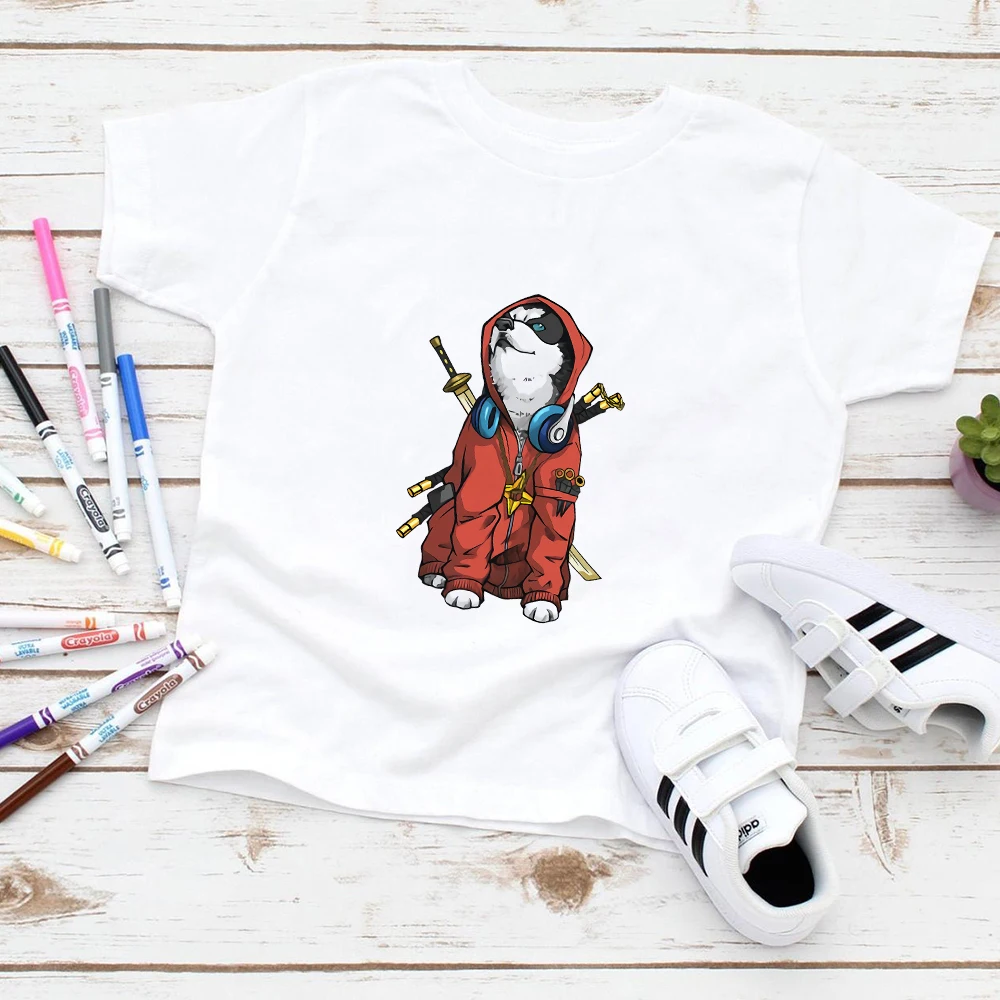 

Simplicity Summer Hip Hop Gym Baby Boys Cartoon T Shirt Cheap T-shirt Beautiful Black and white Dog Graphic T Shirt Фђболки