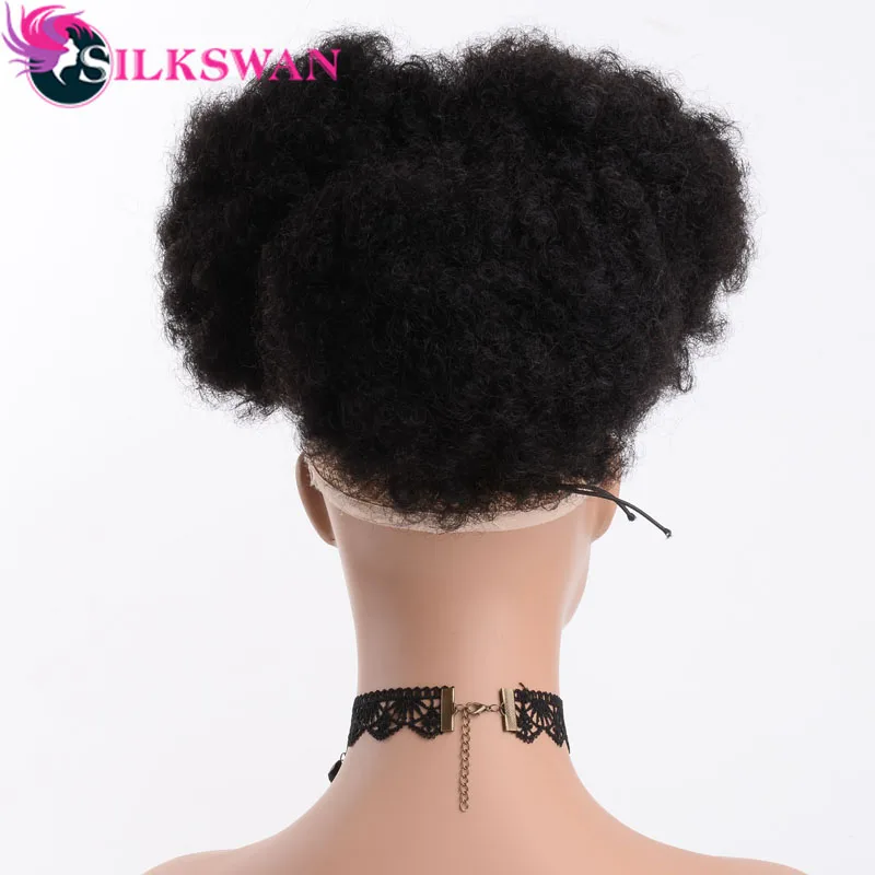 Silkswan афро пушистые кудрявые конский хвост средний коэффициент remy волосы на заколках в конский хвост шнурок натуральные черные человеческие волосы для наращивания