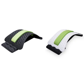 

2 Pcs Back Massage ic Stretcher Fitness Equipment Stretch Relax Mate Stretcher Lumbar -White+Green & Black+Green