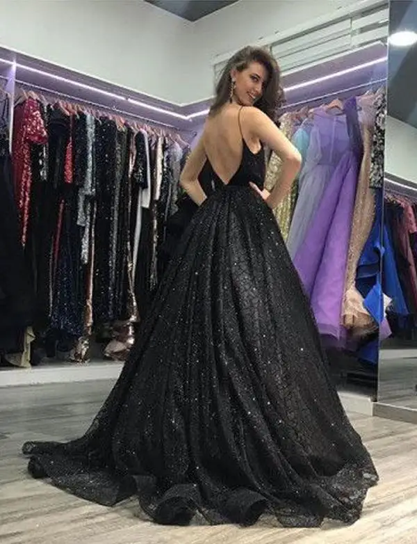 Robe De Soiree, платье для выпускного вечера,, с блестками, v-образный вырез, длинное, вечернее, торжественное платье, на тонких бретелях, с Боковым Разрезом, vestido de festa Abiye
