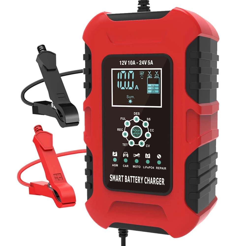 Foxcur 12v 24v Automatic Smart Battery Charger 10a 7stage Plus Repair