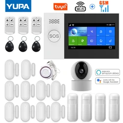 TUYA PG-107 Wifi GSM Home Security Alarm System App Control Remote Control Window Sensor With 1080P IP Camera Smart Alarm Kits