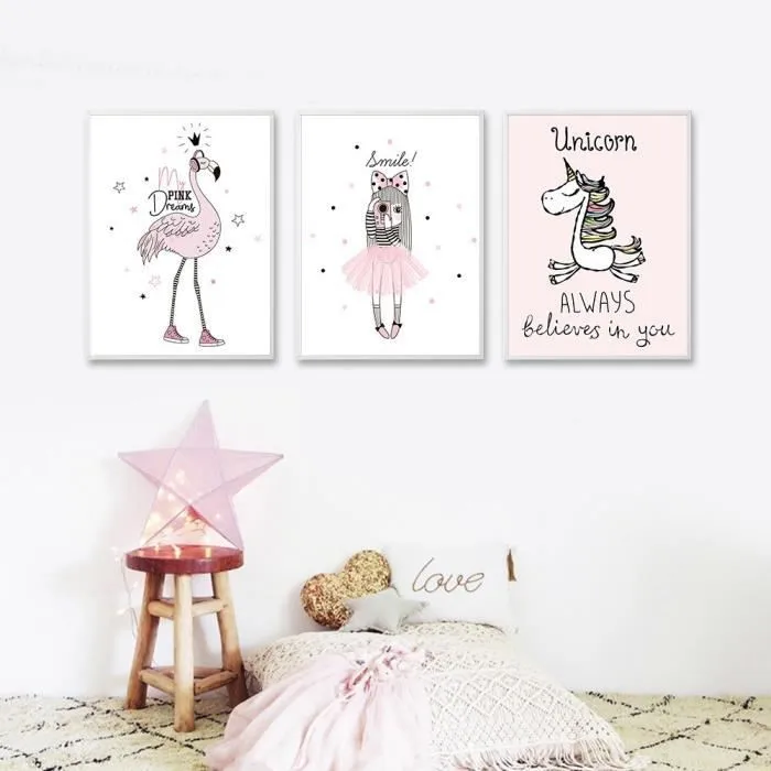 

Manufacturers Decorative Painting Frame Painting Triple Playful Bow GIRL'S AliExpress Amazon Wish Painting Core Foreign Trade