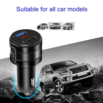 

Black FM Transmitter Charger Hands-free Dual USB Adapter Music Player DC12V-24V