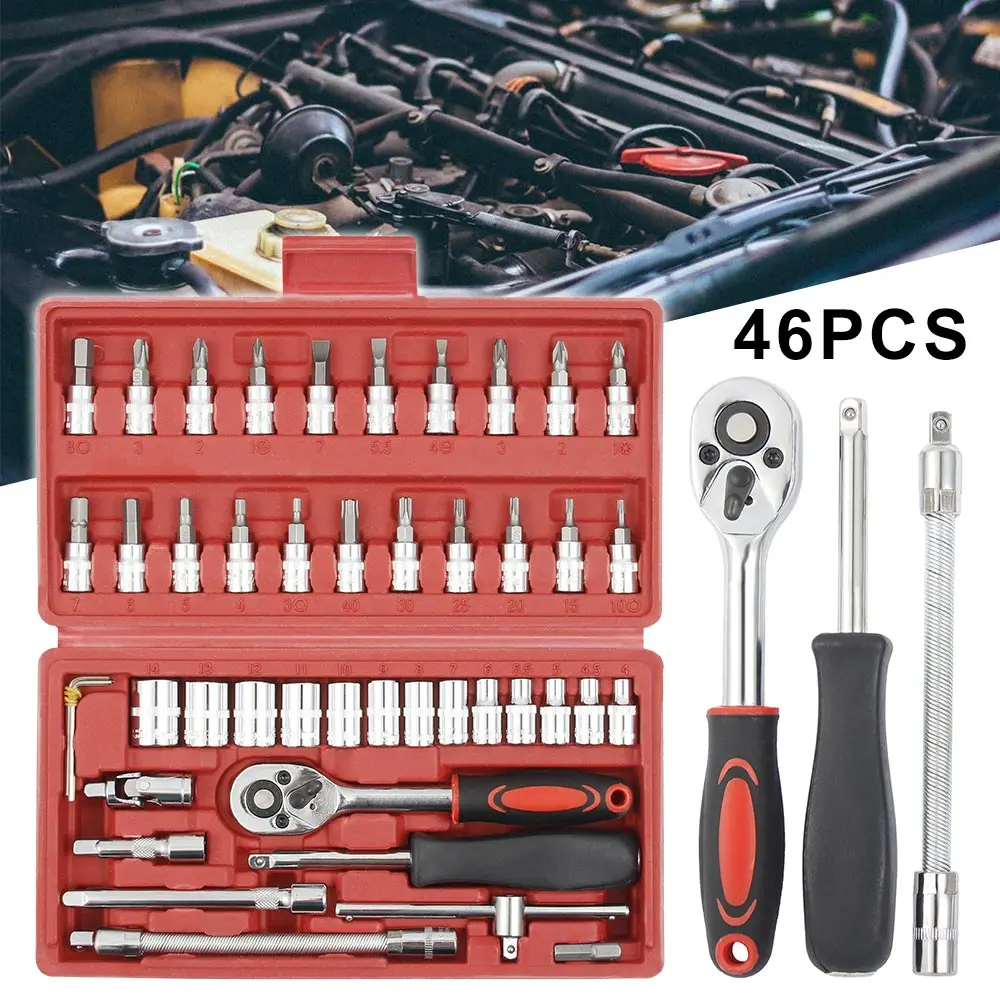 46pcs/set Carbon Steel Combination Tool Set Wrench Socket Spanner Screwdriver Household Motorcycle Car Repair Tool 46pcs/set Carbon Steel Combination Tool Set Wrench Socket Spanner Screwdriver Household Motorcycle Car Repair Tool