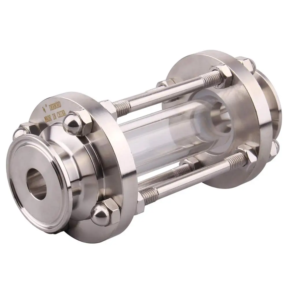 

DERNORD in-Line Sight Glass with Clamp End,Flow Sanitary Straight Sight Glass SUS316 1.5''Tri Clamp Type (Flow Pipe OD 19MM)