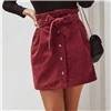 SHEIN однотонная Повседневная Вельветовая юбка на пуговицах спереди с поясом, Женская Весенняя сумка на талии, уличная одежда, женские мини-юбки с карманами