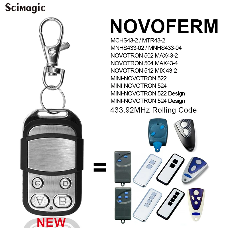 Compatible Remote Control for NOVOFERM MCHS43-2 Rolling Code 433.92MHz. 