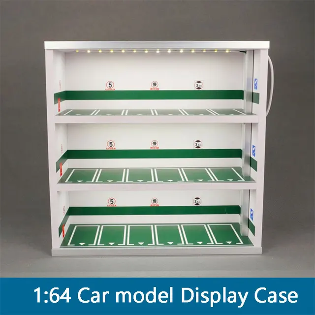 1:64 Scale Diorama Alloy Car Model Parking Lot 3/4/5 Layer PVC Garage Scene With LED Light Storage Box Theme Display Cabinet 2