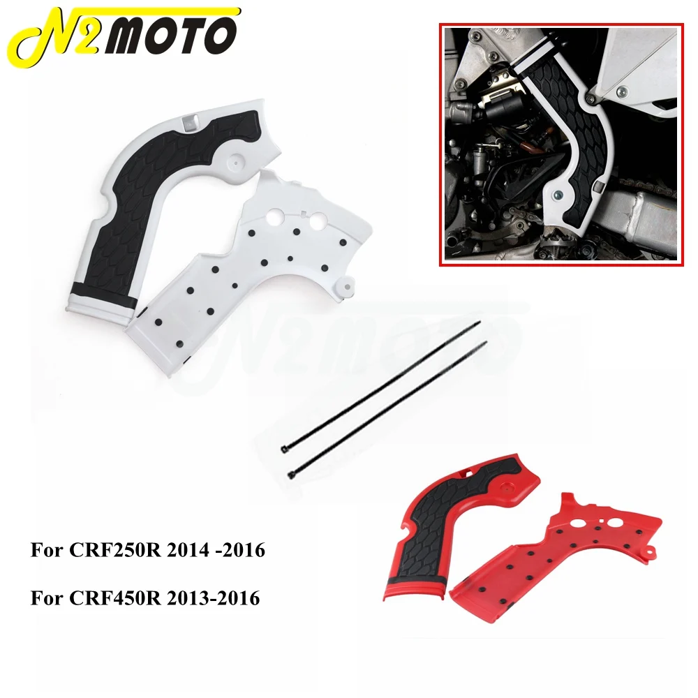 1 Pair Motocross White Red Frame Guard Protection Cover Frameguards For