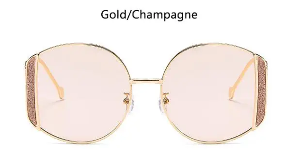 gold champagne Ретро круглые розовые солнцезащитные очки для женщин, фирменный дизайн, солнцезащитные очки для женщин, сплав, зеркальные женские очки с градиентом UV400 - Цвет линз: gold champagne