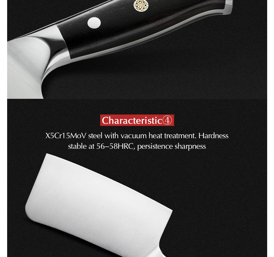 XINZUO 6," дюймовый нож-Измельчитель костей из высокоуглеродистой стали X5Cr15Mov, китайские кухонные ножи из нержавеющей стали, нож мясника с черной ручкой