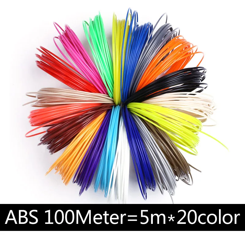 ABS 100M 20 Colors 3d печать нити пластик для 3d ручки без загрязнения abs pla 10 20 цветов материалы для детей подарки на день рождения 3 D школьные принадлежности - Color: ABS 100M 20 Colors