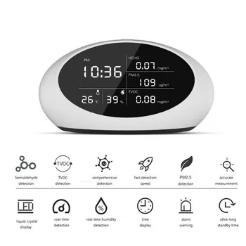 

Formaldehyde Monitor Digital Gas Analyzer PM2.5 TVOC HCHO Detector PM 2.5 Air Quality Humidity Temperature Measuring Household