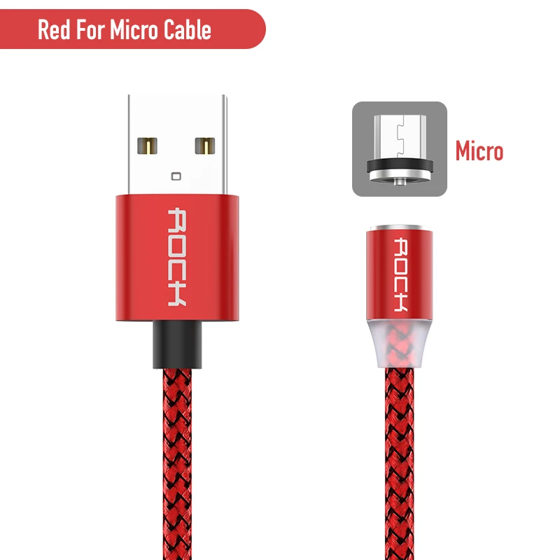 ROCK Магнитный Micro USB кабель для iPhone samsung Android мобильный телефон Быстрая зарядка usb type C кабель магнит зарядное устройство провод шнур - Цвет: Red For Micro USB