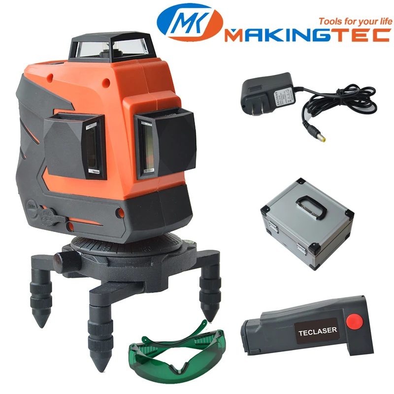 

MAKINGTEC Laser Level 3D 12lines Cross Laser Level 360 Horizontal Vertical Cross Laser Measuring Green Laser Beam Li-ion Battery
