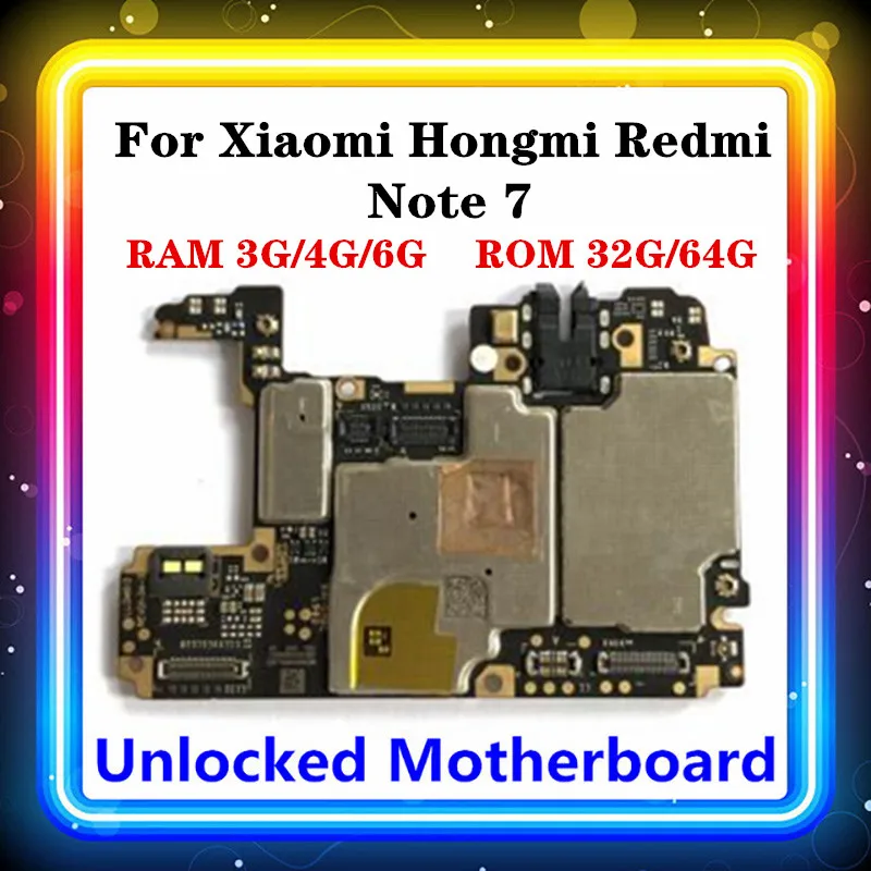 Материнская плата для Xiaomi Hongmi Redmi Note 7 3 ГБ/4 ГБ/6 ГБ с установленной логической платой Android OS 32 ГБ/64 ГБ|Антенны