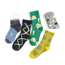 Новинка, забавная уличная одежда с героями мультфильмов, корейские зимние спортивные сумасшедшие крутые женские красивые хлопковые носки, теплые короткие счастливые носки для женщин и мужчин