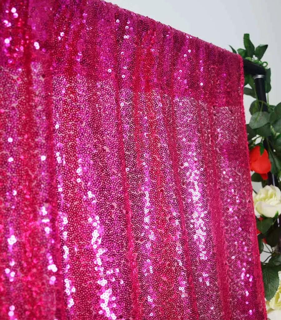 Hot Pink Sequin Curtain 4FTx8FT Photo Backdrops Fuchsia Glitter Sequin Backdrop for Wedding Photo Props-M1101