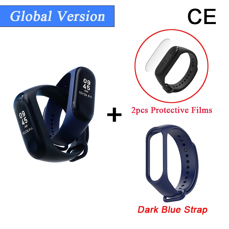 CE Add 2Film DBlue S Глобальная версия Xiao mi Band 3 mi band 3 Смарт Bluetooth фитнес-трекер OLED экран водонепроницаемый смарт-браслет - Цвет: CE Add 2Film DBlue S