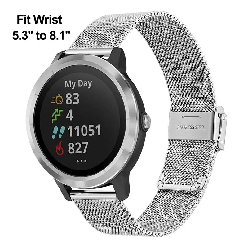 Миланский ремешок для часов из нержавеющей стали для Garmin Vivomove HR/Vivoactive 3/Forerunner 645/245 Music быстросъемный ремешок для часов