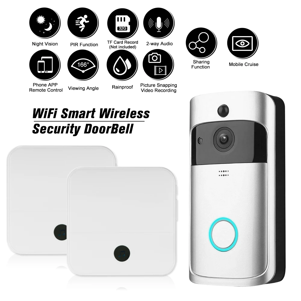Smart HD 1080P беспроводной видеодомофон Wi-Fi видео дверной телефон Визуальный дверной звонок wifi дверной Звонок камера для квартиры ИК сигнализация