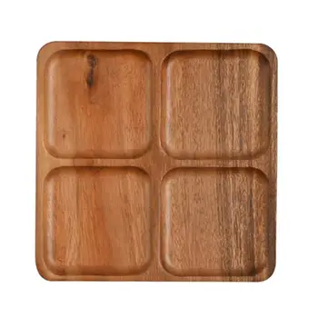 

1 Pc Fruit Plate Snack Plate Specialty Plates Snacks Platter Eco-Friendly Serving Tray Divided Plate Wood Snack Divider Brown