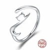 Bagues ajustables en argent Sterling 925 authentique pour femmes, bijoux de fiançailles empilables en Zircon, taille ouverte, Original ► Photo 2/6