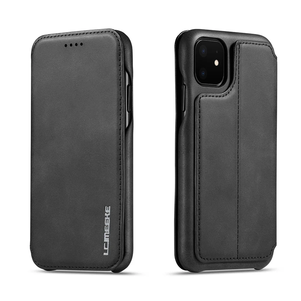 Черный Чехол для iphone 11 Магнитный Флип кожаный чехол для iphone 11 Pro Max Книга Стиль телефон сумка Чехлы с отделениями для карт - Цвет: Черный