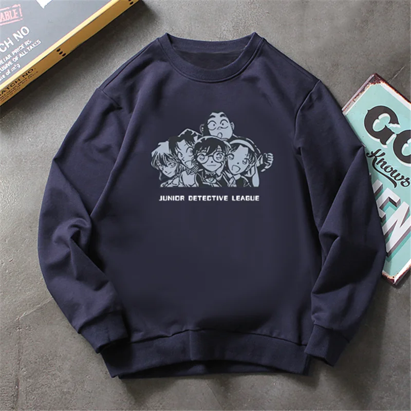 Detective Conan/толстовка для мальчиков с героями мультфильмов; мужские толстовки с круглым вырезом; хлопковая уличная одежда; сезон осень-зима; одежда на заказ; принт «сделай сам»