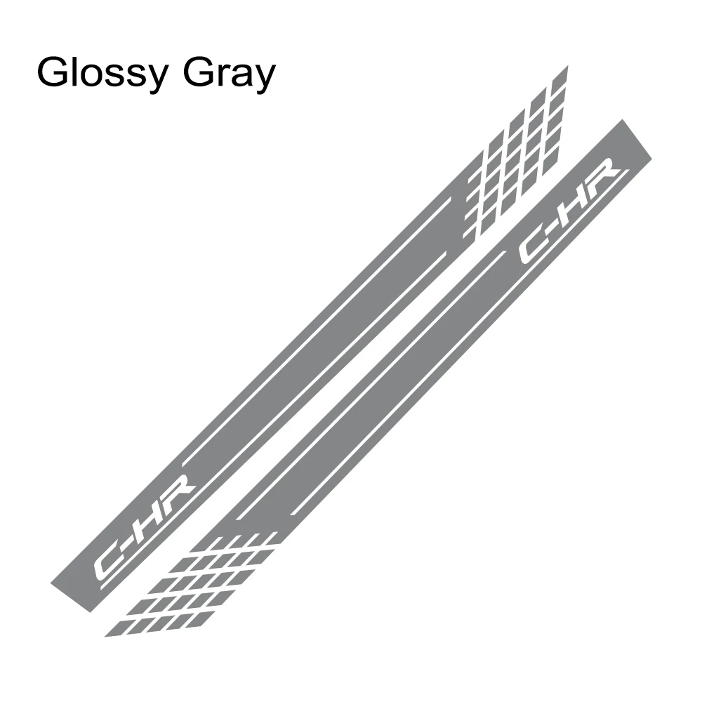 Glossy Gray 2 шт. автомобиль длинной стороне юбка наклейки для Toyota C-HR C HR автомобиля украшения DIY виниловая пленка Авто спортивный стиль наклейки аксессуары для автомобиля - Название цвета: Glossy Gray