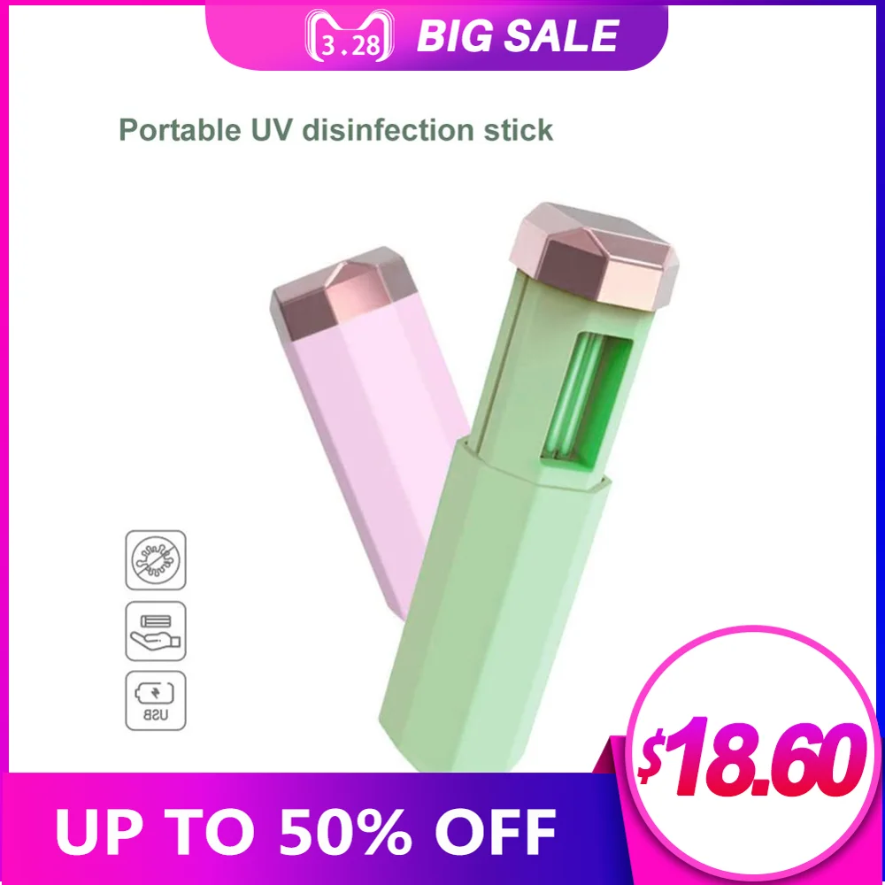 

UV Sterilizer Light Handheld pink green Ozone sterilize lamp home travel