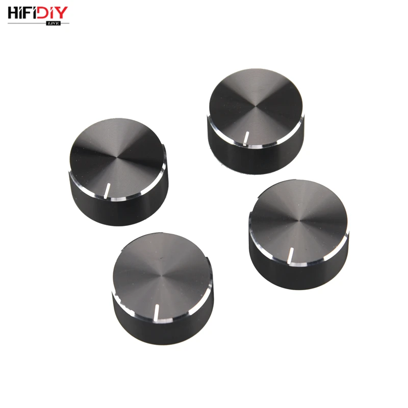 4PCS Aluminum Volume Control Rotary Knobs Black for 6mm Dia Knurled Shaft Potentiometer Cap Diameter 10~40mm