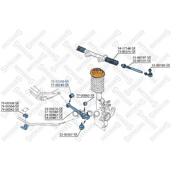 72-12339-Sx_сайлентблок Рычага Внутр.!Peugeot 205 1.0-1.6 83-98,Citroen C15 Stellox 7212339sx Stellox арт. 7212339SX