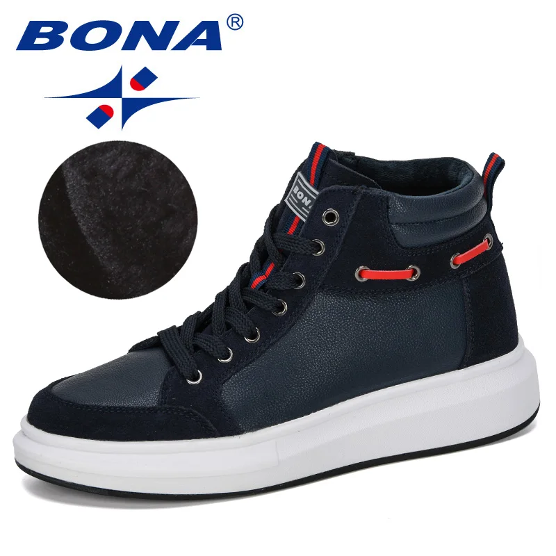 BONA/Новинка года; классическая стильная повседневная обувь на шнуровке; мужские ботинки с массивным каблуком; мужская обувь с высоким берцем; удобная Вулканизированная обувь; Мужская модная обувь
