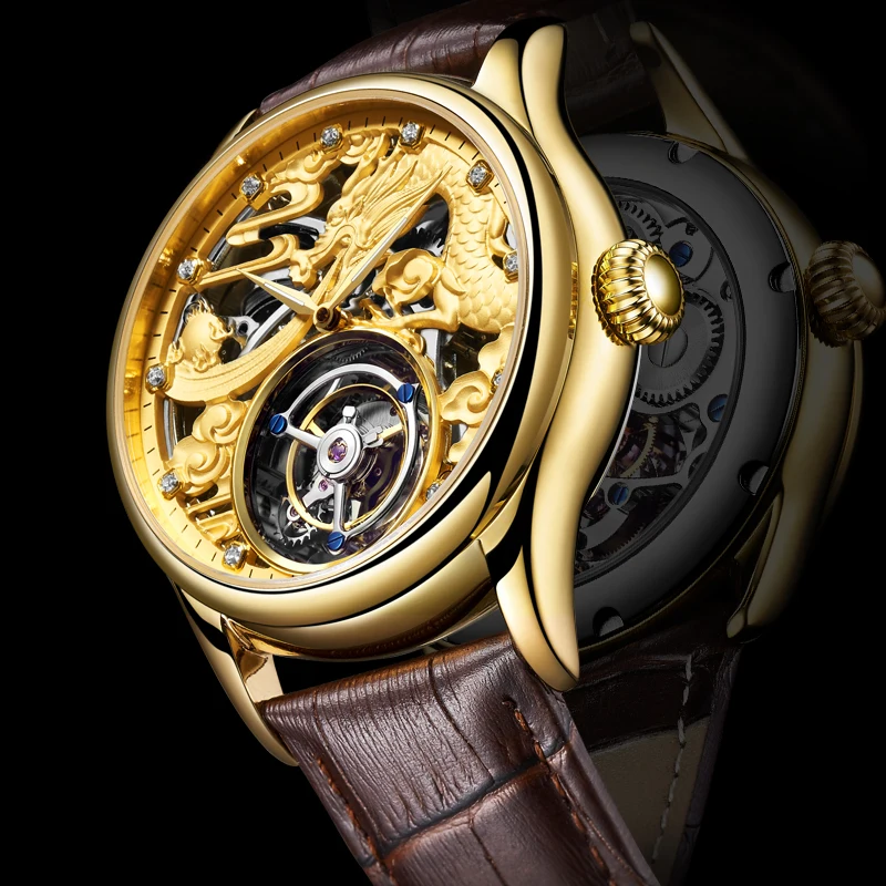 DOM Tourbillon часы для мужчин лучший бренд класса люкс для мужчин водонепроницаемый кожаный Скелет сапфир механические Tourbillon relogio masculino